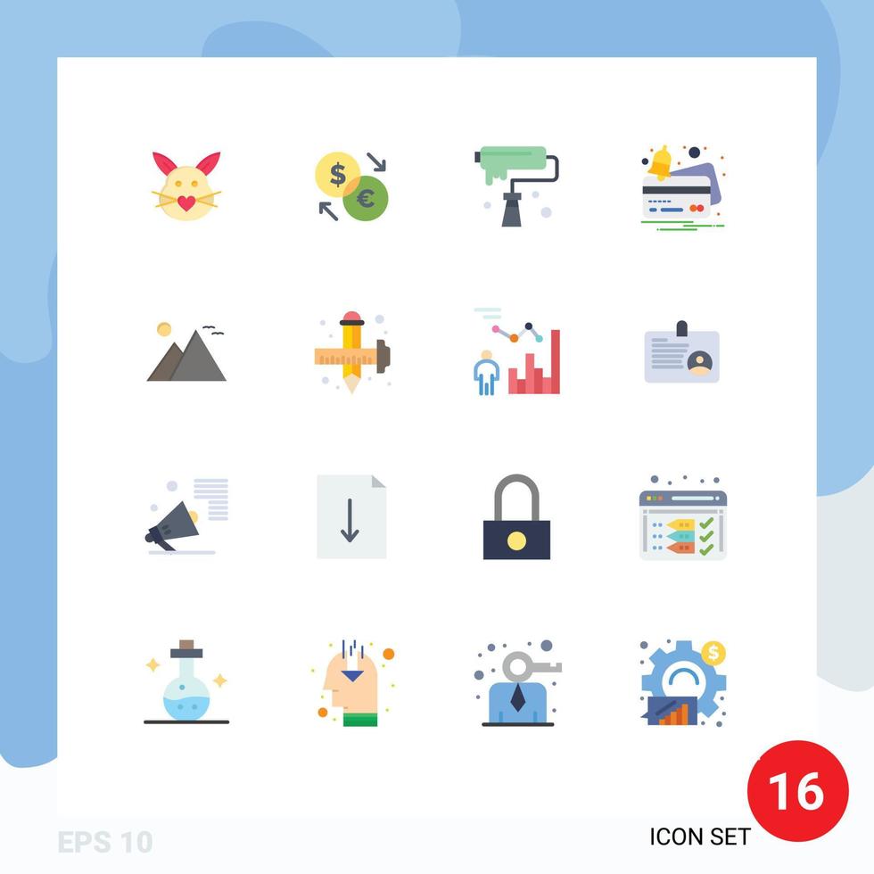 16 Universal Flat Colors Set for Web and Mobile Applications notification card dollar design creative Editable Pack of Creative Vector Design Elements