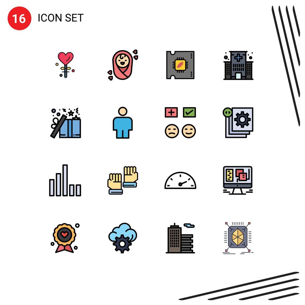 16 Creative Icons Modern Signs and Symbols of box medical microchip hospital care Editable Creative Vector Design Elements