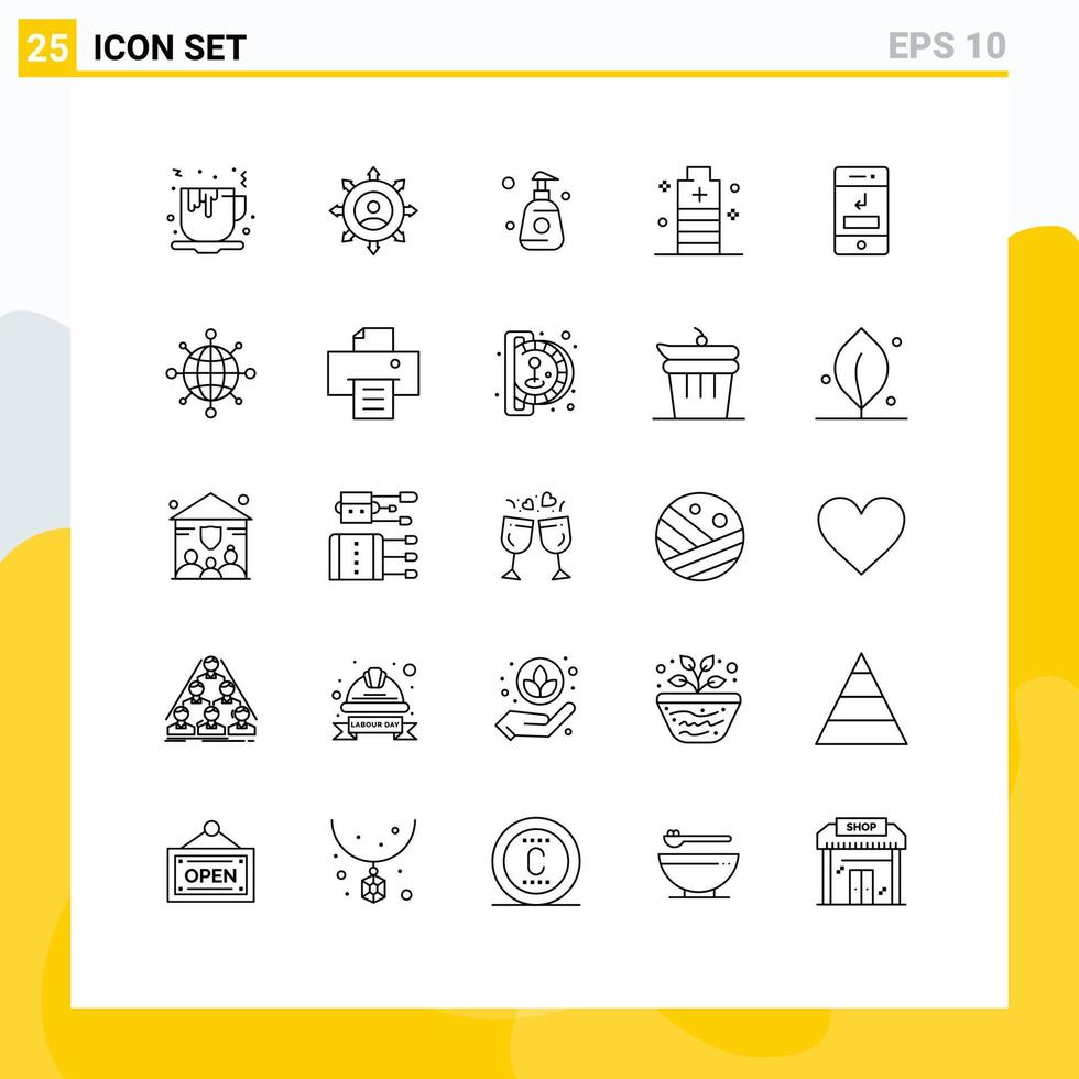 Stock Vector Icon Pack of 25 Line Signs and Symbols for safe essential planning energy sprayer Editable Vector Design Elements