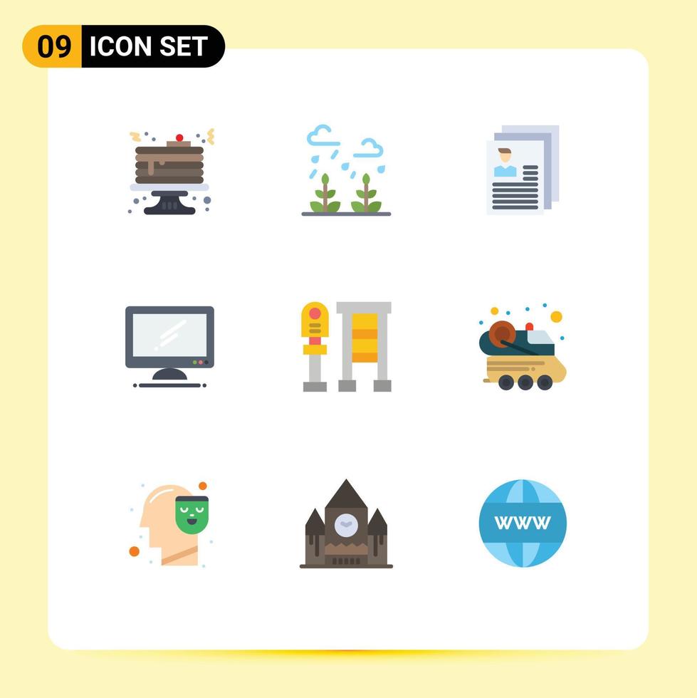 9 Thematic Vector Flat Colors and Editable Symbols of pc device account monitor profile Editable Vector Design Elements