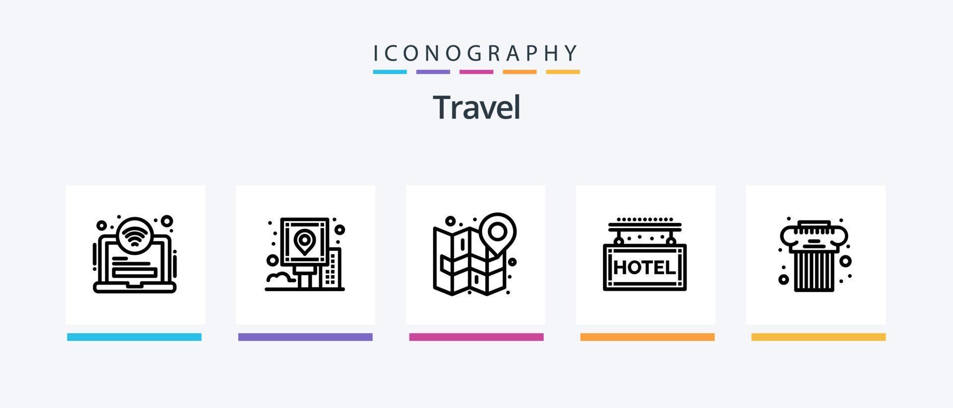 Travel Line 5 Icon Pack Including destination. post. pool. navigation. city. Creative Icons Design vector