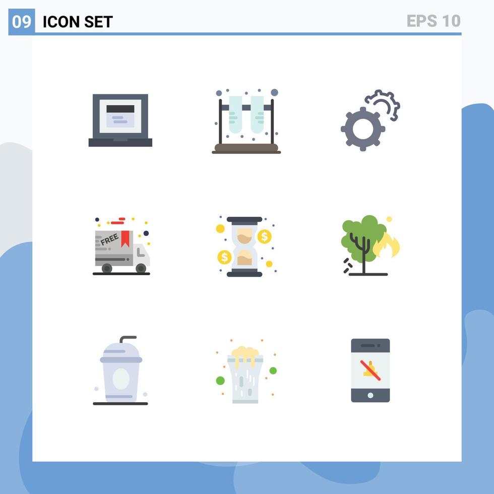 Set of 9 Modern UI Icons Symbols Signs for cash hour gear glass cyber monday Editable Vector Design Elements