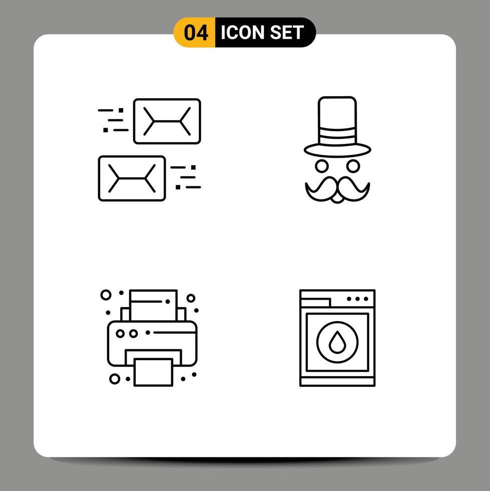 4 Universal Filledline Flat Colors Set for Web and Mobile Applications address hat letter hipster printer Editable Vector Design Elements