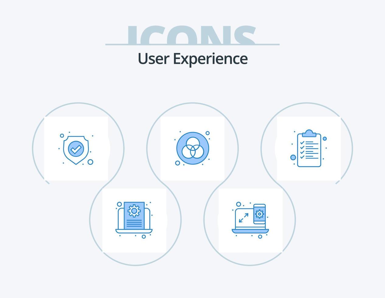 User Experience Blue Icon Pack 5 Icon Design. list. document. antivirus. archive. color vector