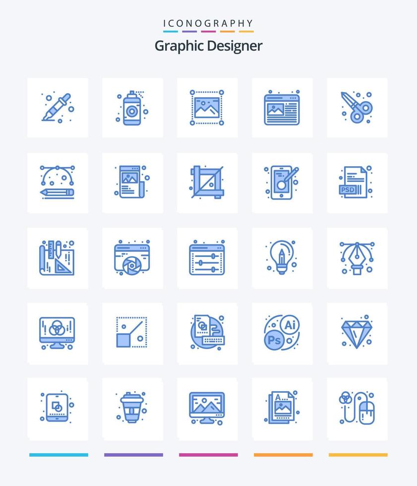 Creative Graphic Designer 25 Blue icon pack  Such As graphic design. image. design. design. image vector