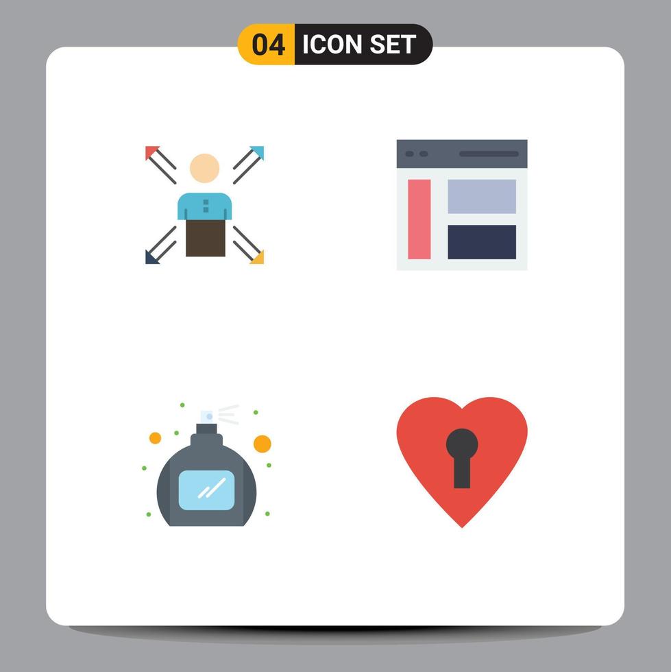 4 Universal Flat Icons Set for Web and Mobile Applications arrows left employee ways user Editable Vector Design Elements