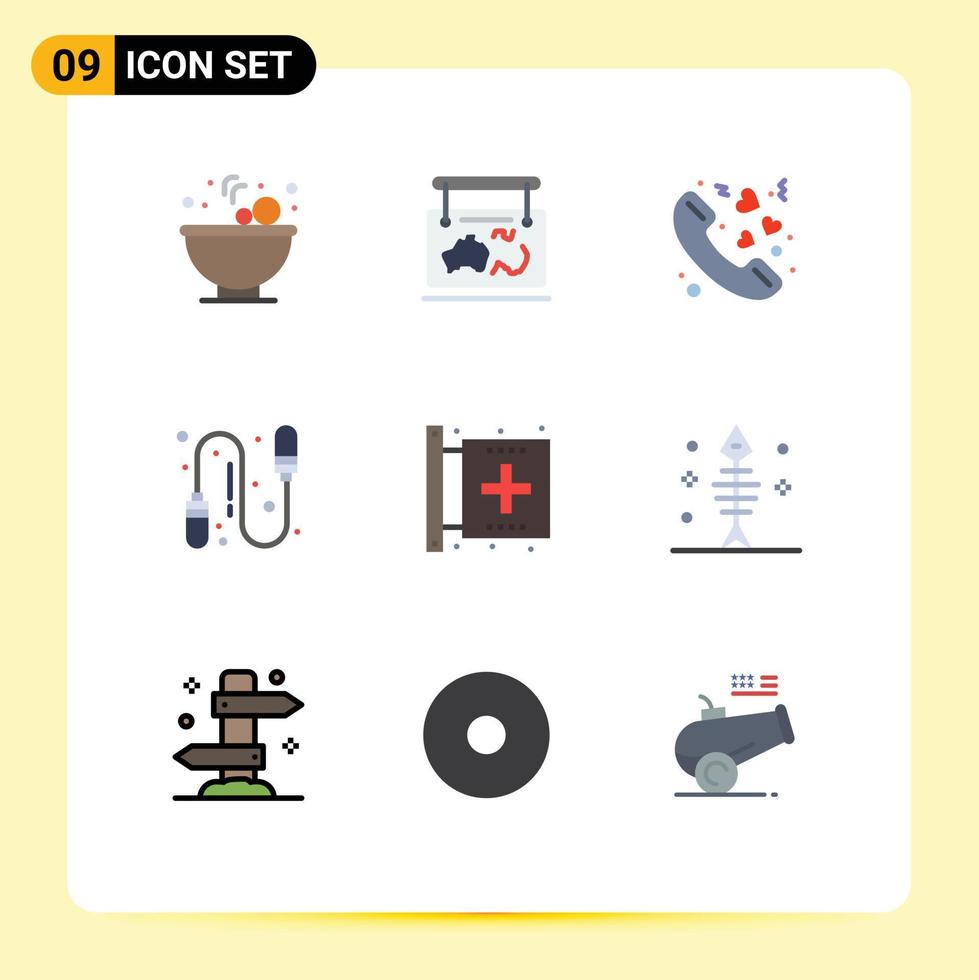 paquete de iconos vectoriales de stock de 9 signos y símbolos de línea para el centro de fitness llamar a saltar la cuerda ejercicio elementos de diseño vectorial editables vector