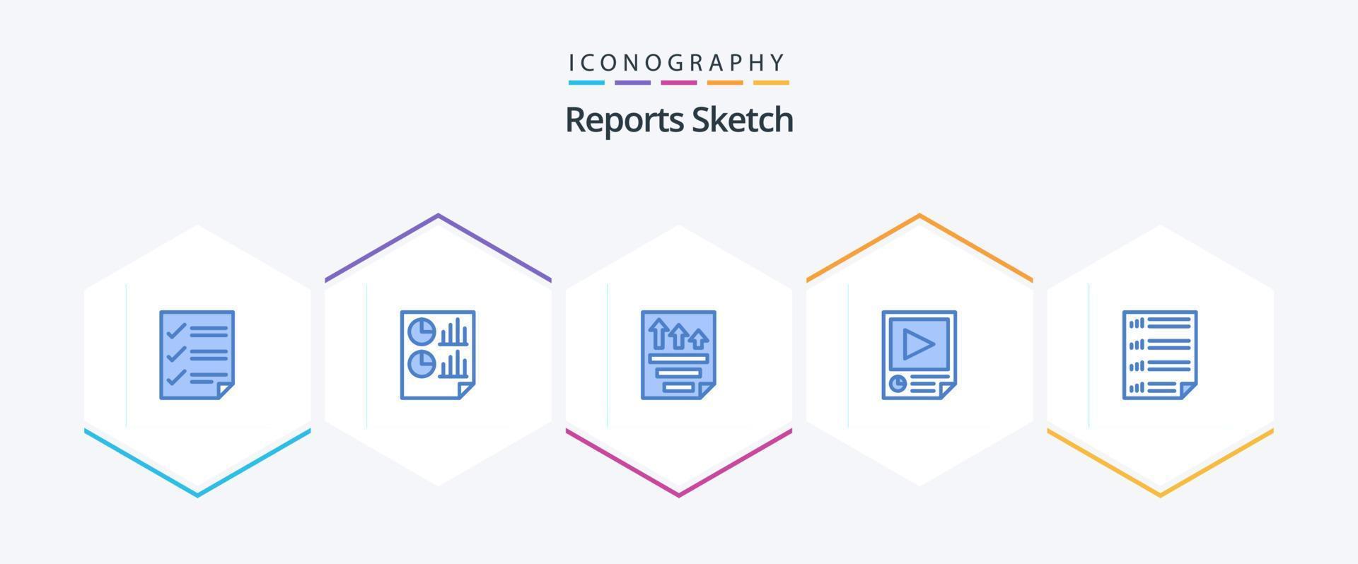 Reports Sketch 25 Blue icon pack including paper. data. page. report. page vector