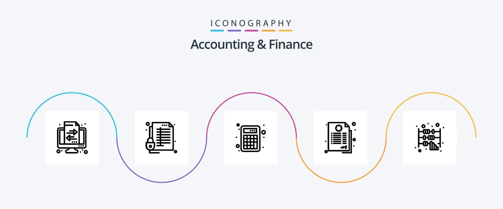 paquete de iconos de línea 5 de contabilidad y finanzas que incluye ábaco. garantizar. seguro. contrato. cálculo vector