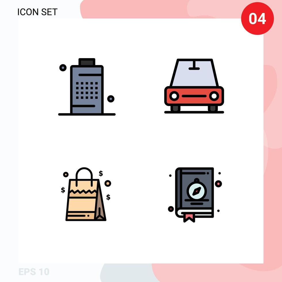 4 Creative Icons Modern Signs and Symbols of battery handbag phone vehicles american Editable Vector Design Elements