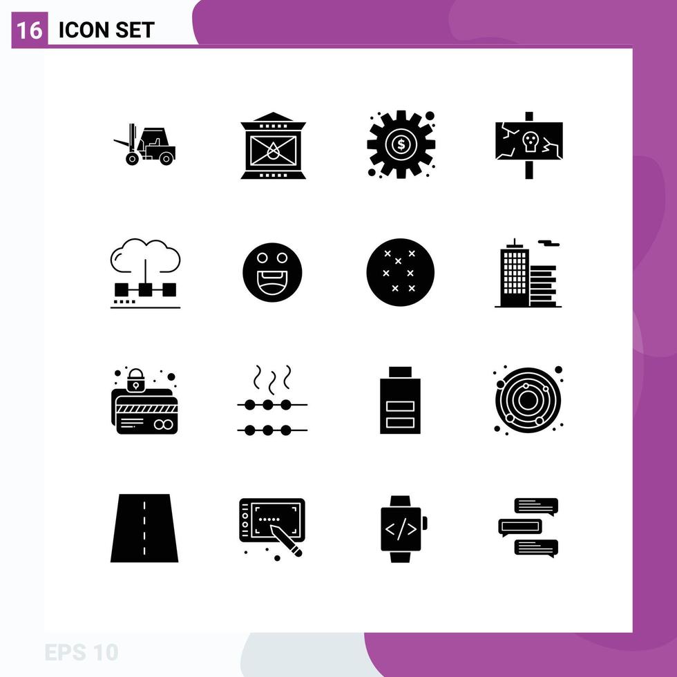 Modern Set of 16 Solid Glyphs and symbols such as cloud old dollar holiday easter Editable Vector Design Elements