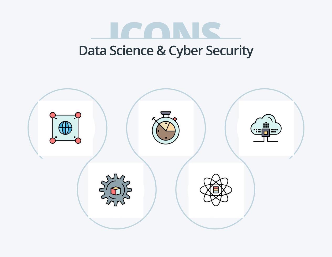 Data Science And Cyber Security Line Filled Icon Pack 5 Icon Design. deep . mining. chart. data scince. data vector