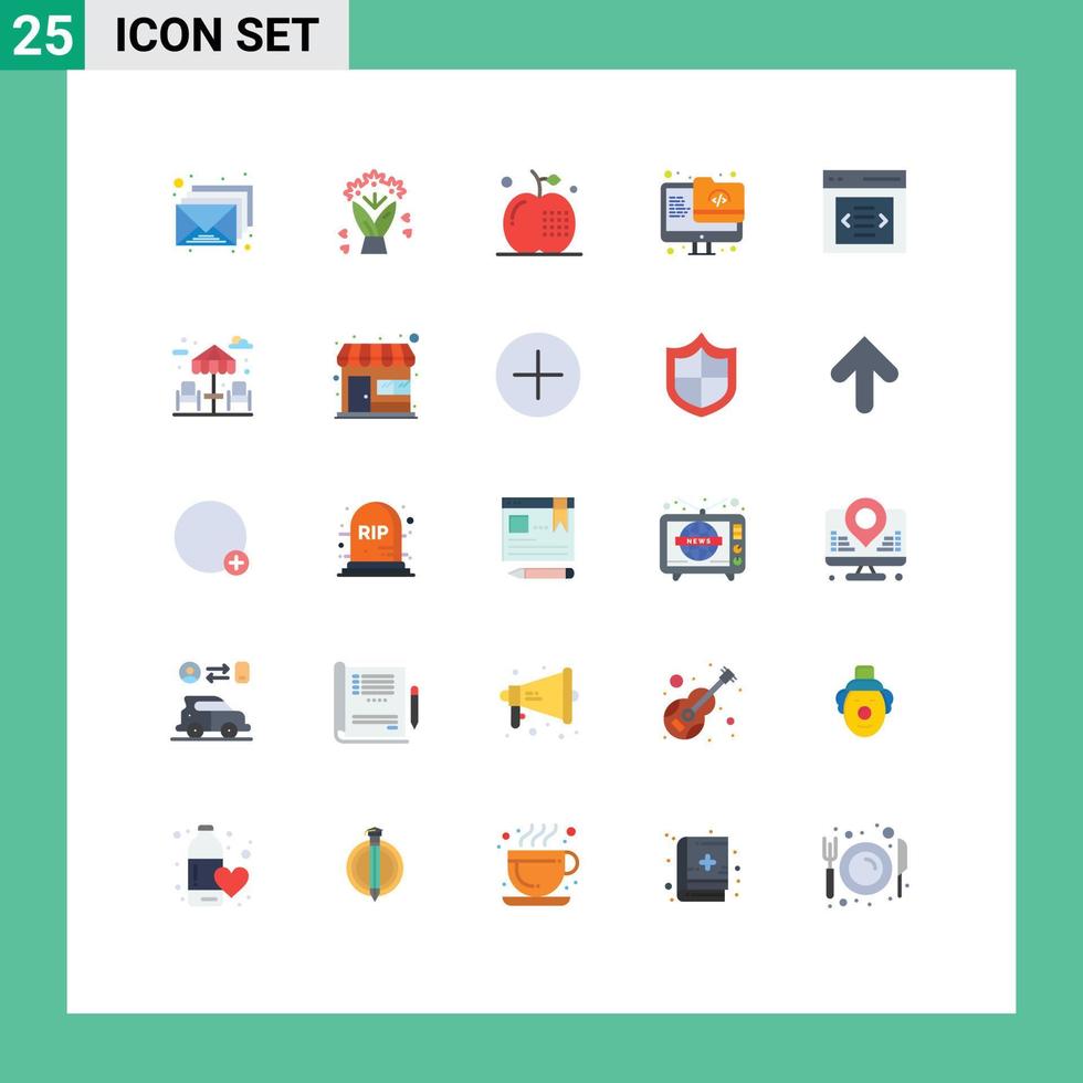 Stock Vector Icon Pack of 25 Line Signs and Symbols for interface screen cooking monitor archive Editable Vector Design Elements