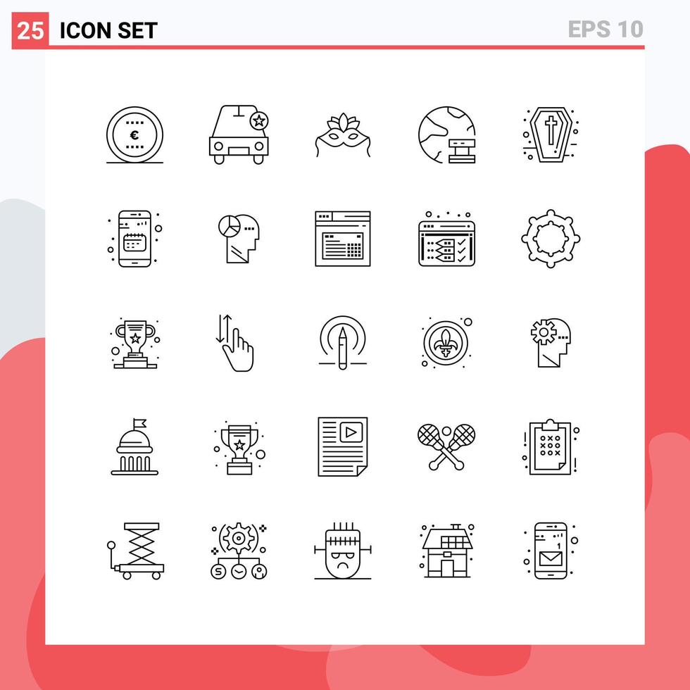 Set of 25 Vector Lines on Grid for sign network mask database cloud Editable Vector Design Elements