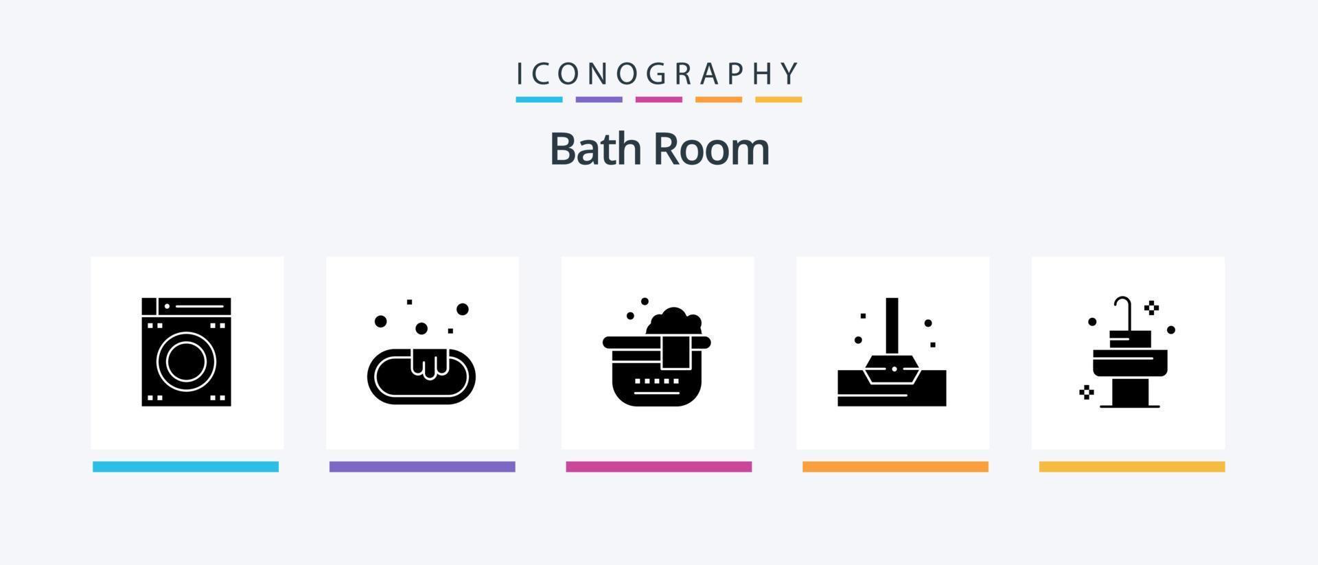 Bath Room Glyph 5 Icon Pack Including . bathroom. room. sink. Creative Icons Design vector