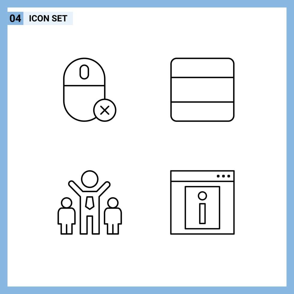 Line Pack of 4 Universal Symbols of computers company hardware layout people Editable Vector Design Elements