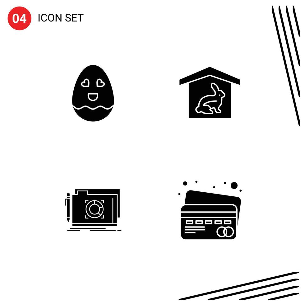 Stock Vector Icon Pack of 4 Line Signs and Symbols for egg target house nature card Editable Vector Design Elements