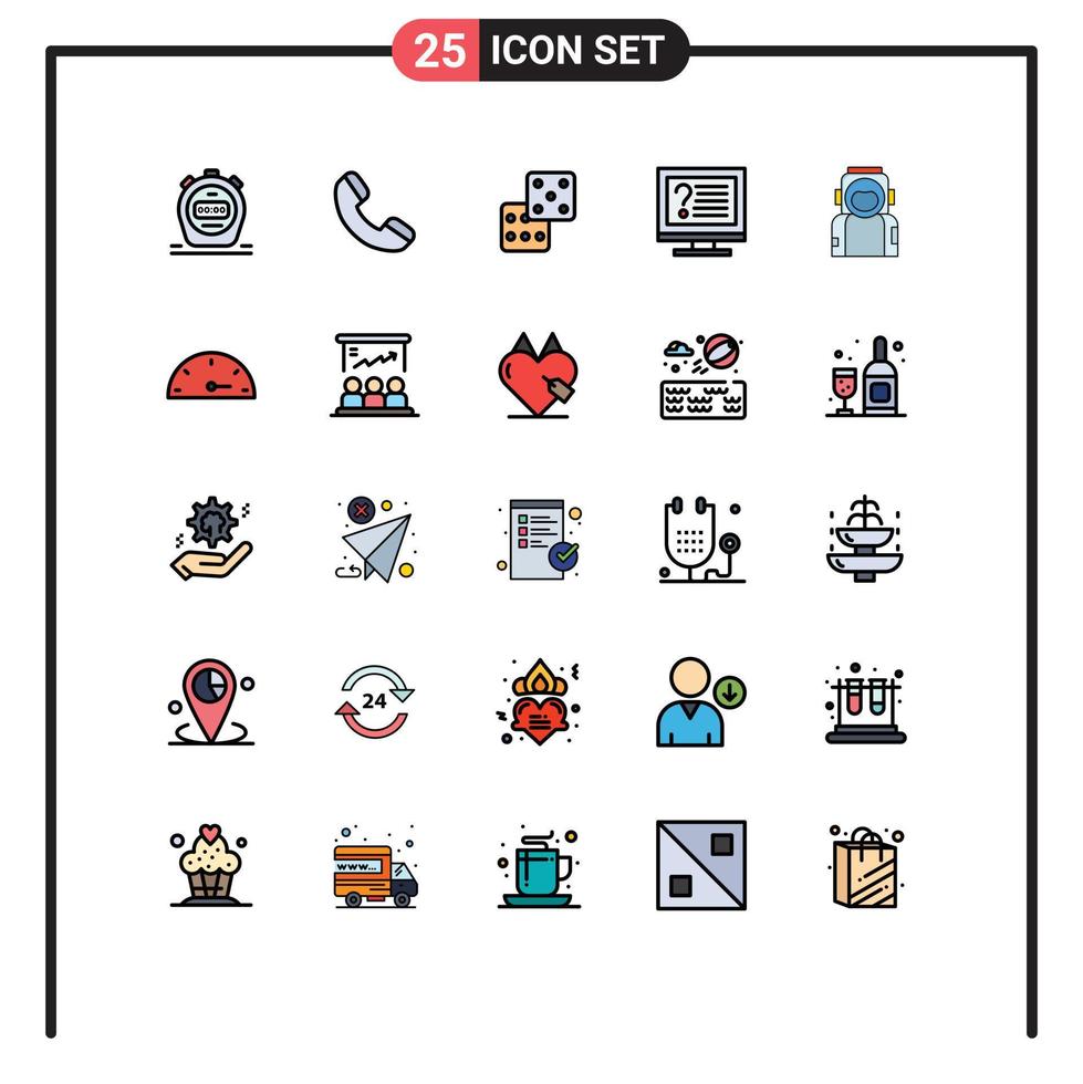 Stock Vector Icon Pack of 25 Line Signs and Symbols for helmet space gambling astronaut info Editable Vector Design Elements