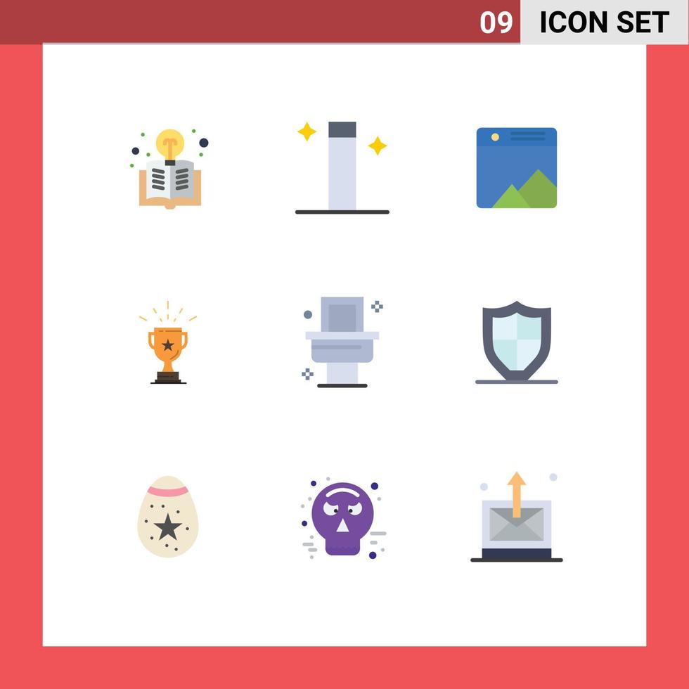 Set of 9 Modern UI Icons Symbols Signs for winner prize photo business achievement Editable Vector Design Elements