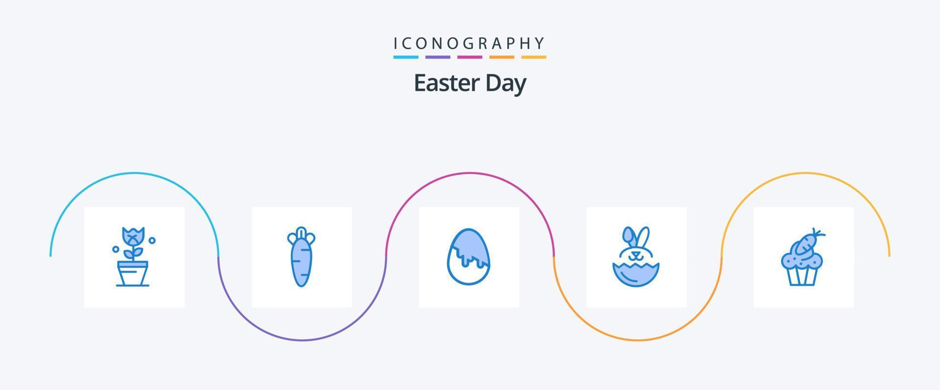 paquete de iconos de Pascua azul 5 que incluye comida. pastel. decoración. Pascua de Resurrección. huevo vector