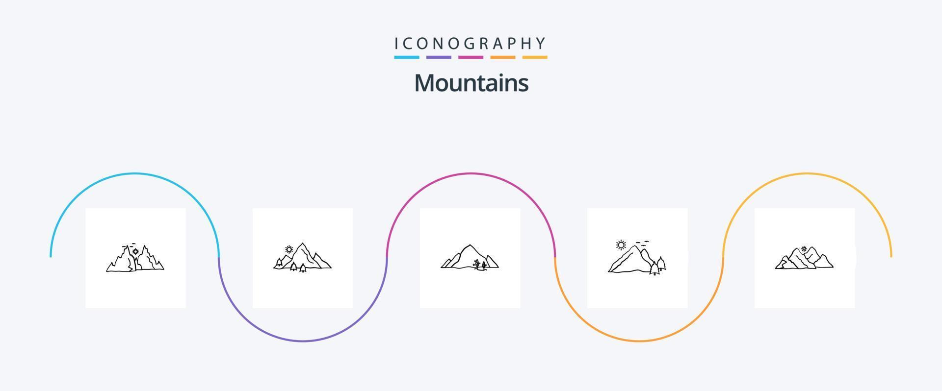Mountains Line 5 Icon Pack Including . nature. scene. hill vector
