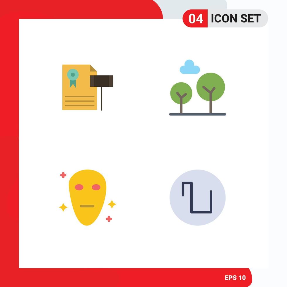 Pack of 4 Modern Flat Icons Signs and Symbols for Web Print Media such as auction galaxy gravel evergreen tree sound Editable Vector Design Elements