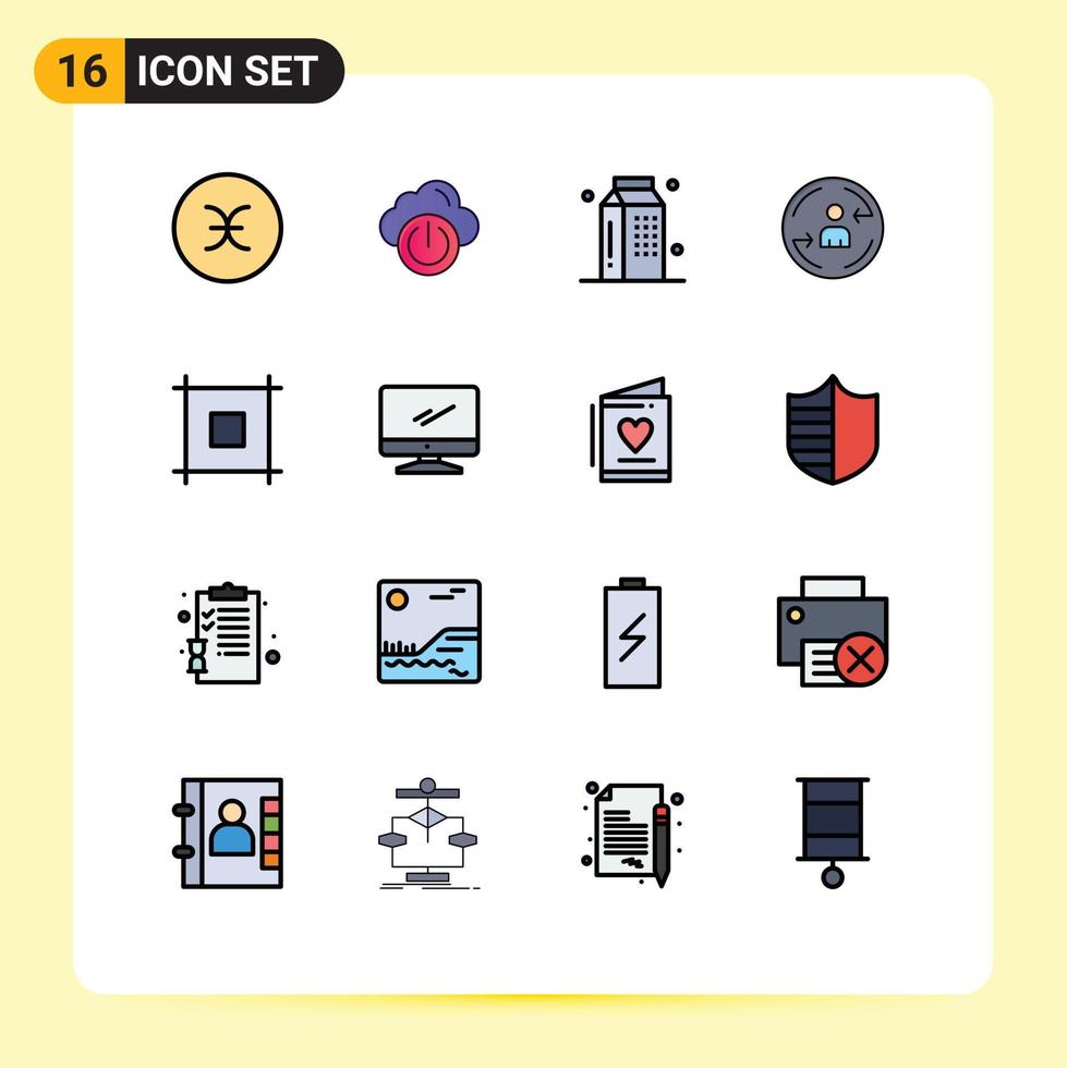 Pictogram Set of 16 Simple Flat Color Filled Lines of layout digital cooking visiter milk Editable Creative Vector Design Elements
