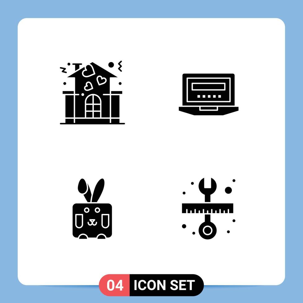 Editable Vector Line Pack of 4 Simple Solid Glyphs of family easter people hardware holiday Editable Vector Design Elements