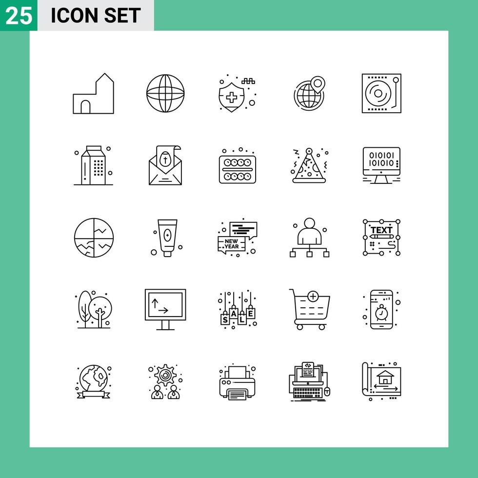 conjunto de 25 iconos modernos de la interfaz de usuario signos de símbolos para dispositivos puntos elementos de diseño de vectores editables de la oficina de seguros de automóviles