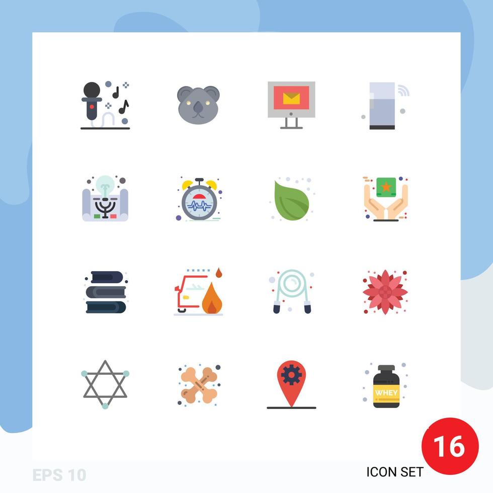 Pack of 16 Modern Flat Colors Signs and Symbols for Web Print Media such as wifi refrigerator sydney iot service Editable Pack of Creative Vector Design Elements