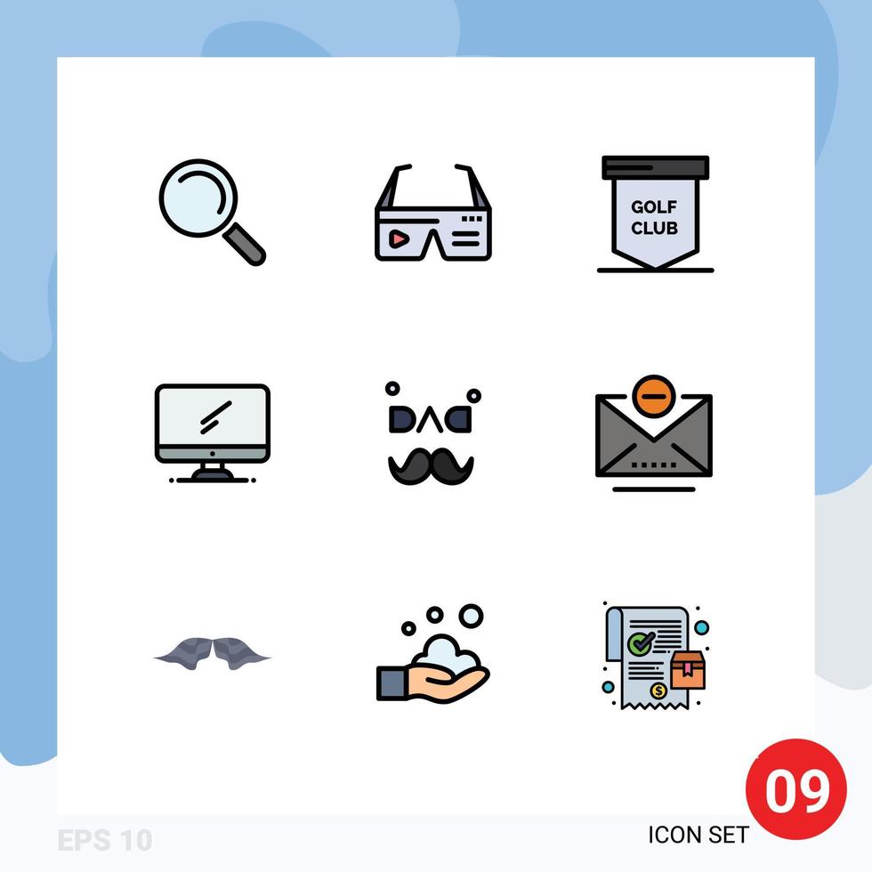 9 Filledline Flat Color concept for Websites Mobile and Apps pc device game monitor sports Editable Vector Design Elements