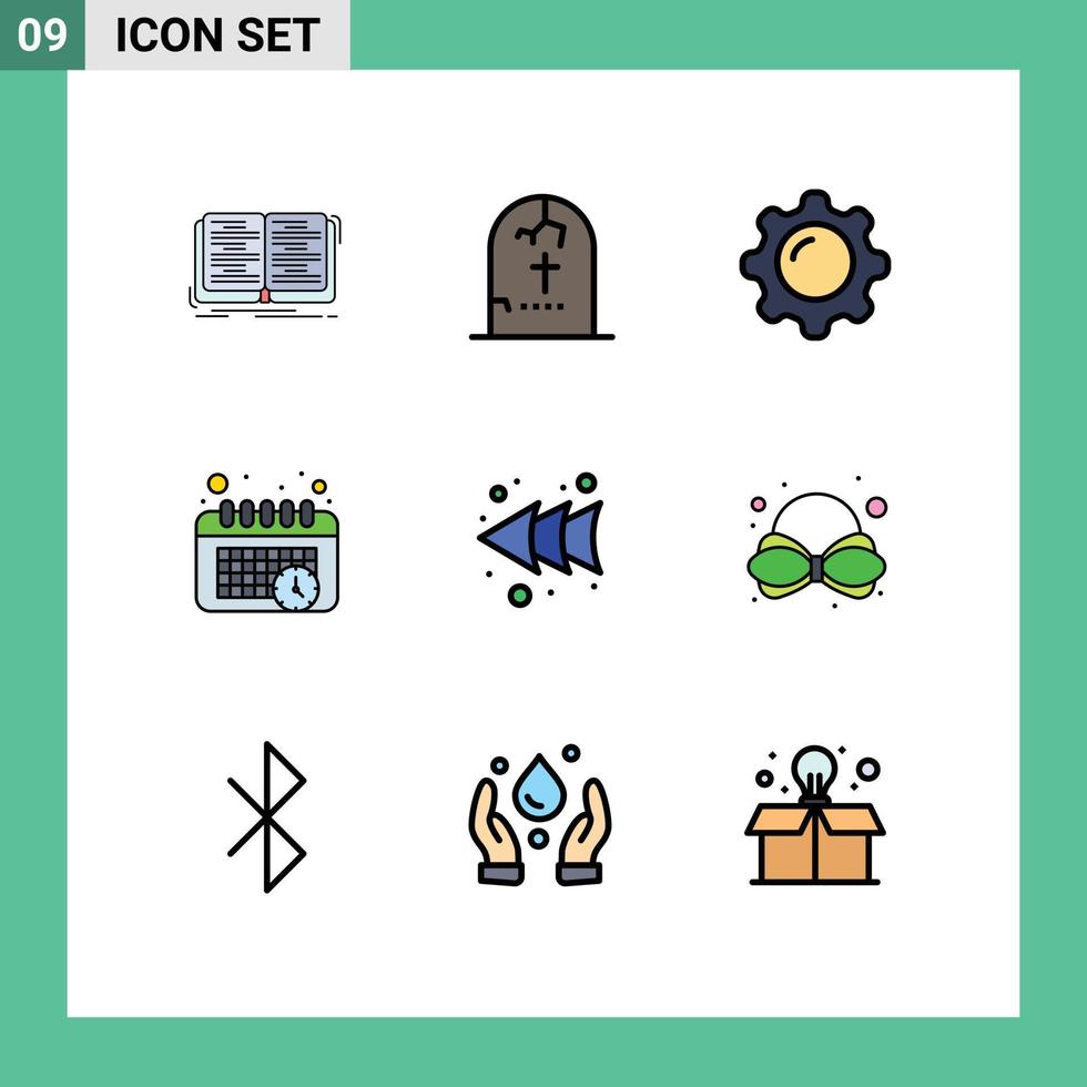 Set of 9 Modern UI Icons Symbols Signs for arrow schedule religion calendar makeup Editable Vector Design Elements