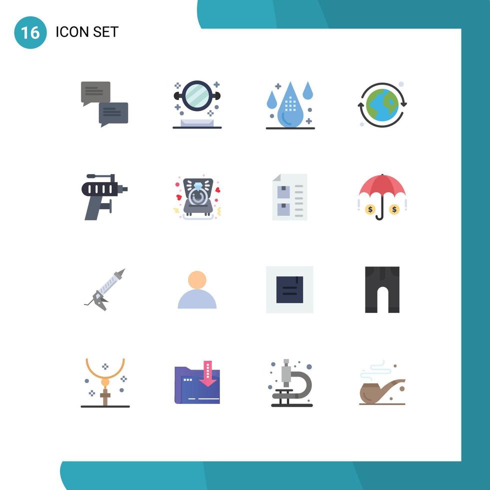 Universal Icon Symbols Group of 16 Modern Flat Colors of tool drill color world earth Editable Pack of Creative Vector Design Elements