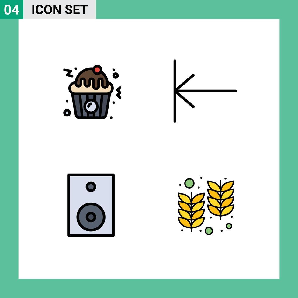 Set of 4 Modern UI Icons Symbols Signs for cupcake speaker arrow devices farm Editable Vector Design Elements