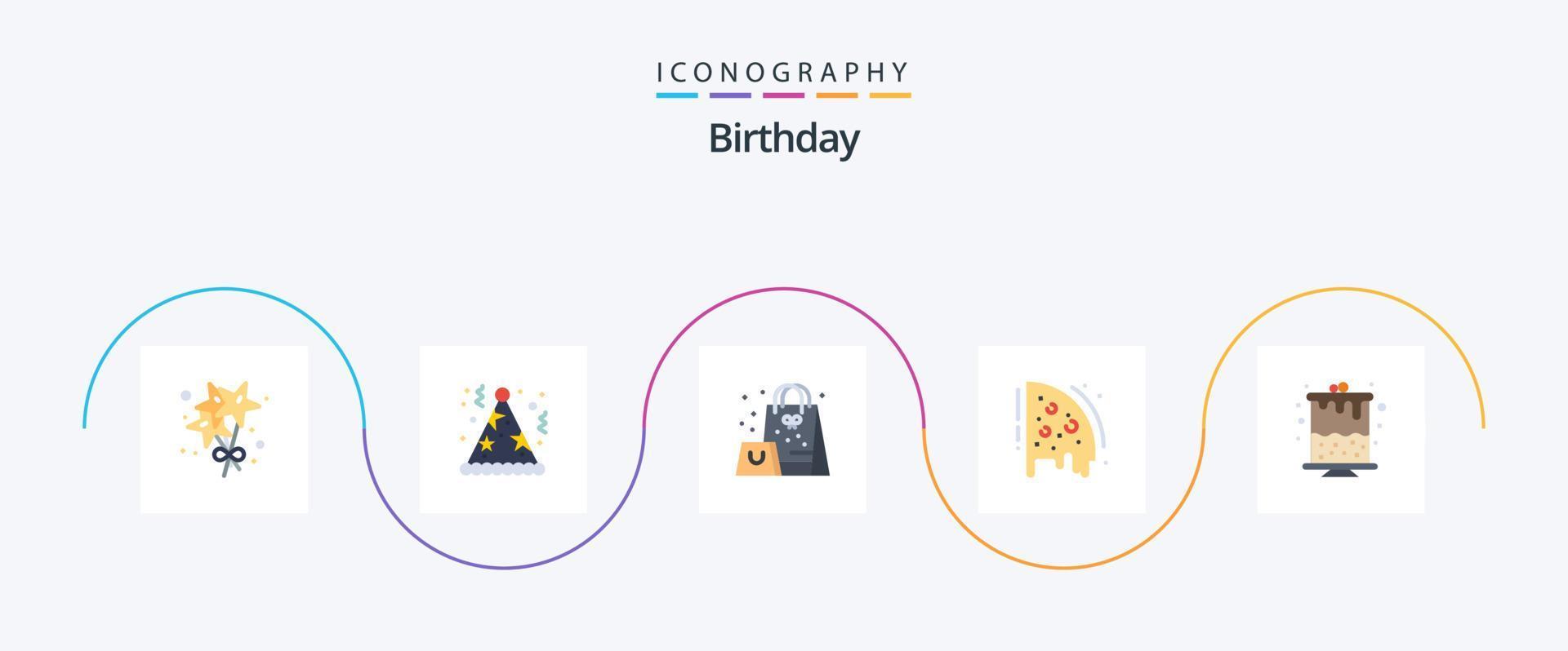 Birthday Flat 5 Icon Pack Including part. birthday. gift. party. pizza vector