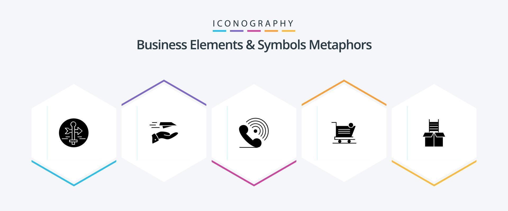 Business Elements And Symbols Metaphors 25 Glyph icon pack including shipping. cart. plane. signals. receiver vector