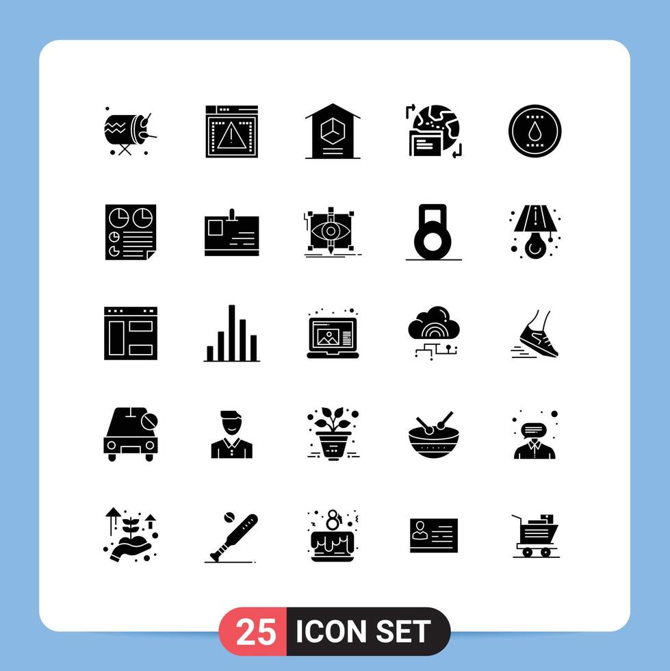 Modern Set of 25 Solid Glyphs and symbols such as energy folder delivery world stock Editable Vector Design Elements