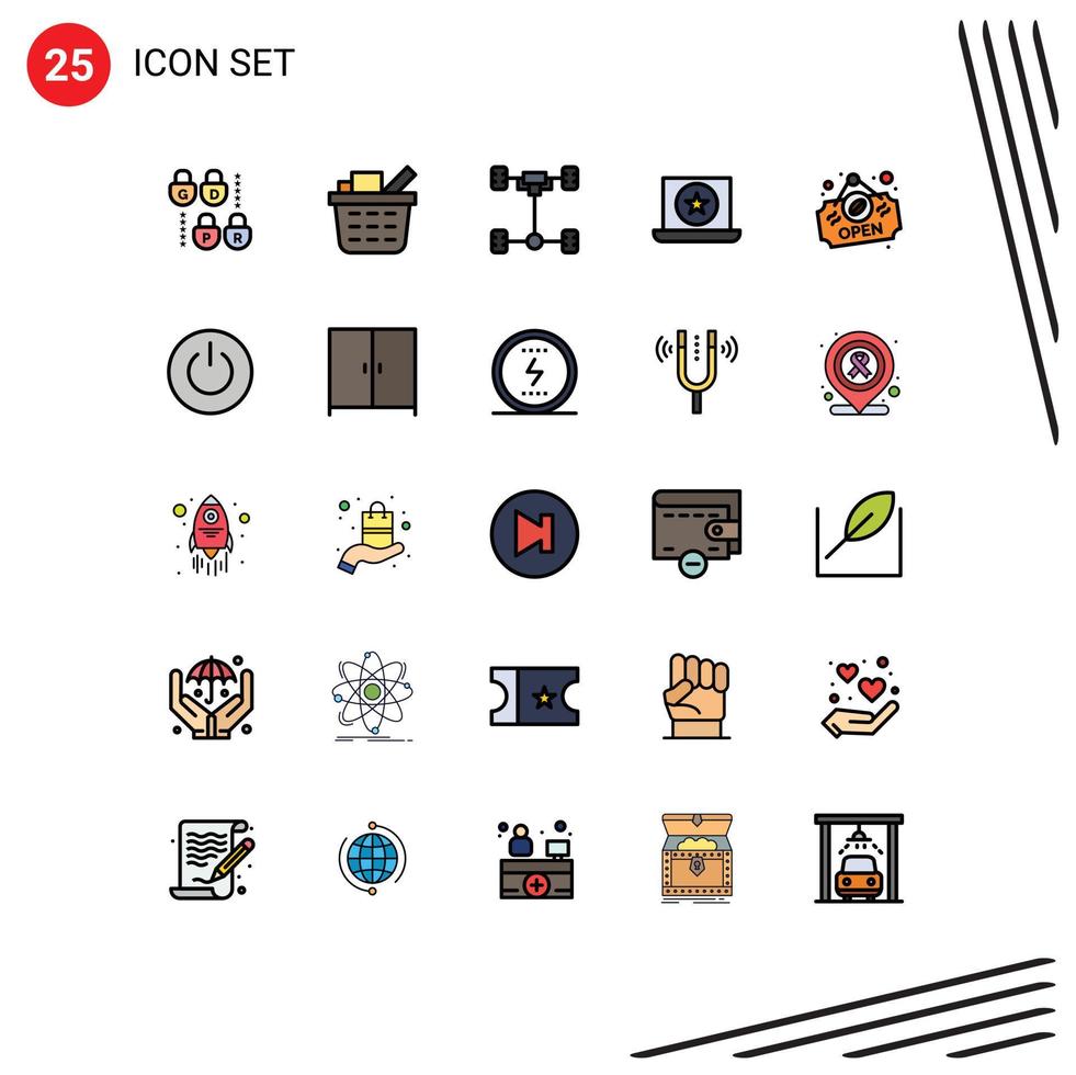 25 Creative Icons Modern Signs and Symbols of interface shop chassis open laptop Editable Vector Design Elements