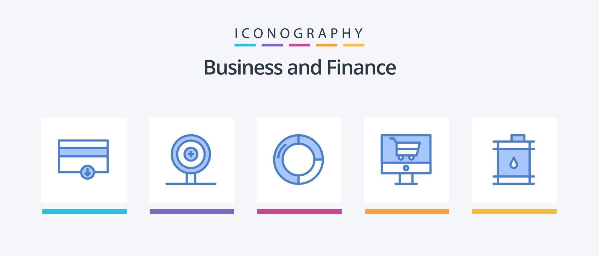 Finance Blue 5 Icon Pack Including oil. business. finance. barrel. online. Creative Icons Design vector