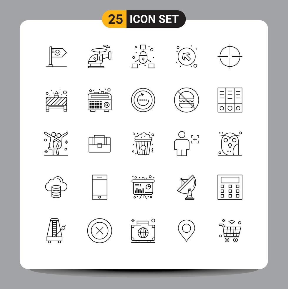 25 User Interface Line Pack of modern Signs and Symbols of left up arrows transport arrow net Editable Vector Design Elements