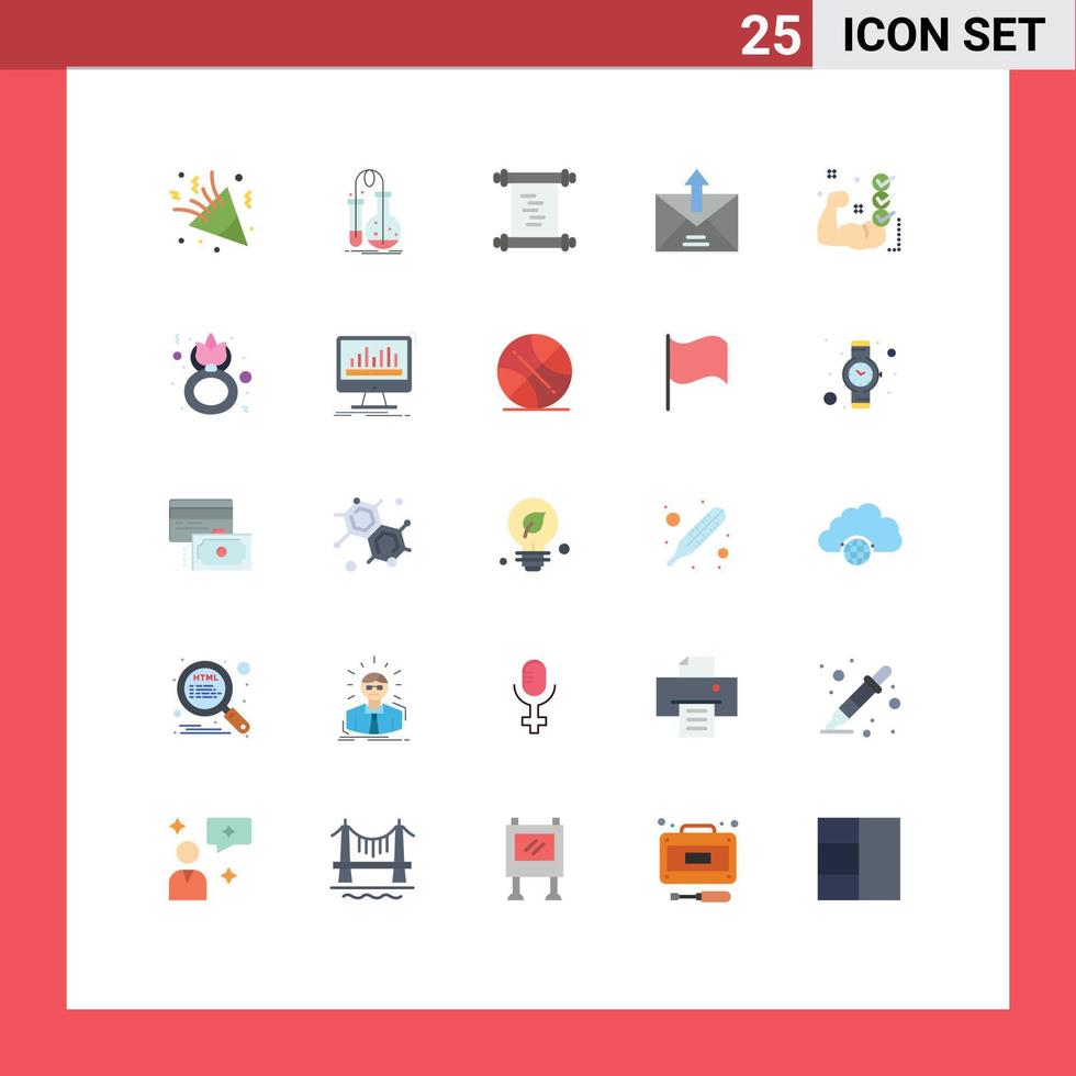 Pack of 25 Modern Flat Colors Signs and Symbols for Web Print Media such as sent email lab commerce manuscript Editable Vector Design Elements