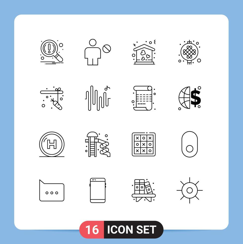 Stock Vector Icon Pack of 16 Line Signs and Symbols for fishing lantern human lamp move Editable Vector Design Elements