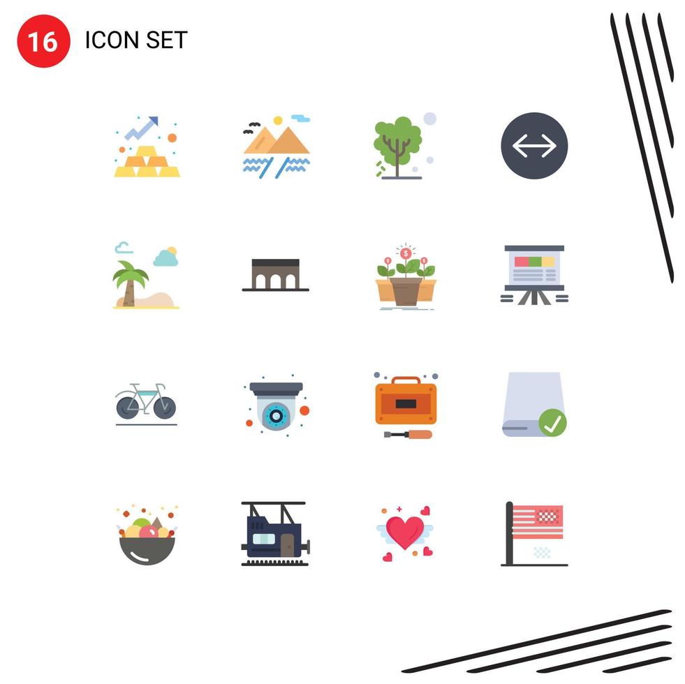 16 Creative Icons Modern Signs and Symbols of tree beach global swipe arrows horizontal swipe Editable Pack of Creative Vector Design Elements