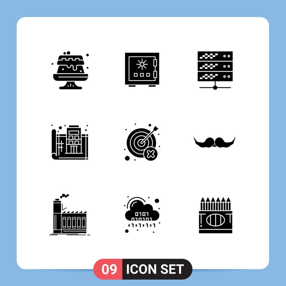 9 Creative Icons Modern Signs and Symbols of plan design safety blue print server Editable Vector Design Elements