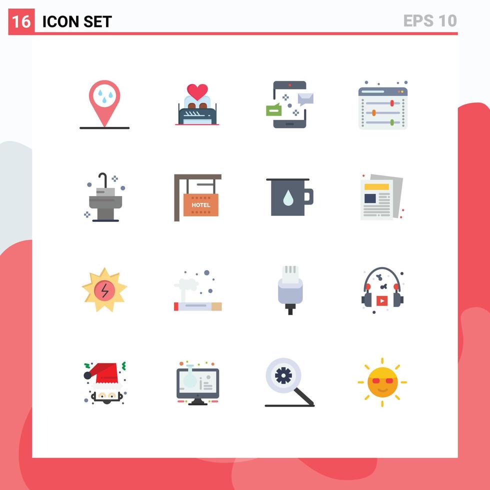 16 Flat Color concept for Websites Mobile and Apps web setting web options room equalizer marketing Editable Pack of Creative Vector Design Elements
