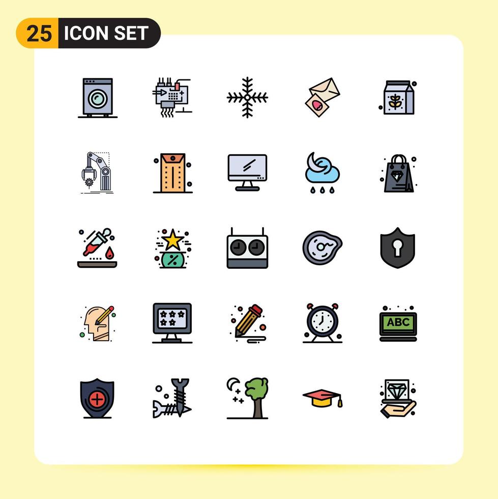 Pictogram Set of 25 Simple Filled line Flat Colors of easter mail engineering massege snowflake Editable Vector Design Elements