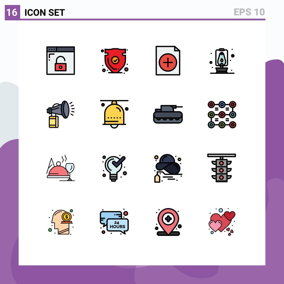conjunto de 16 iconos modernos de la interfaz de usuario signos de símbolos para que el aire pueda verificar la linterna de viaje elementos de diseño de vectores creativos editables