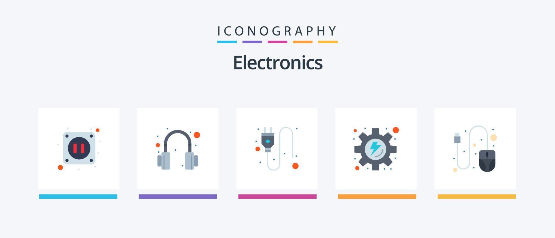 Electronics Flat 5 Icon Pack Including . socket. scroll. computer. Creative Icons Design vector