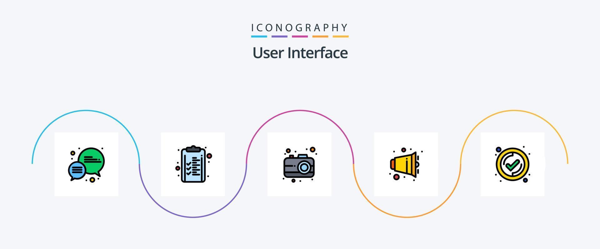 paquete de iconos de 5 planos llenos de línea de interfaz de usuario que incluye . garrapata. interfaz. interfaz. volumen vector
