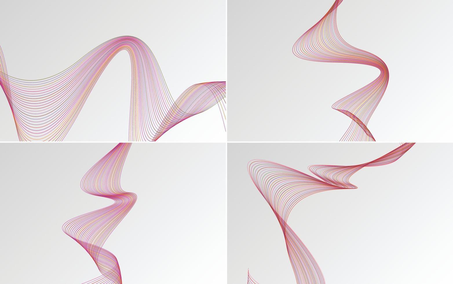 use estos fondos abstractos de vectores de líneas onduladas en su próximo proyecto